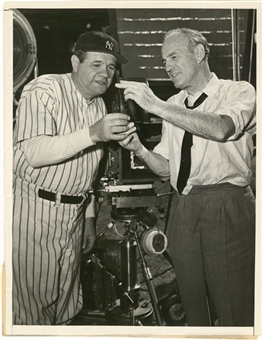 1941 Babe Ruth Original Photo With Director Sam Wood Shooting "The Pride of the Yankees" (PSA Type 1)